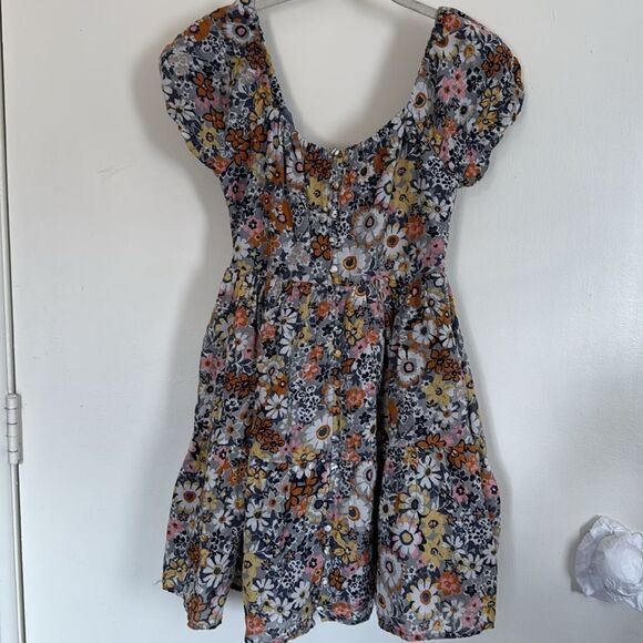 American Eagle Floral Button-Front Puff Sleeve‎ Tie-Back Mini Dress XS - Picture 3 of 13